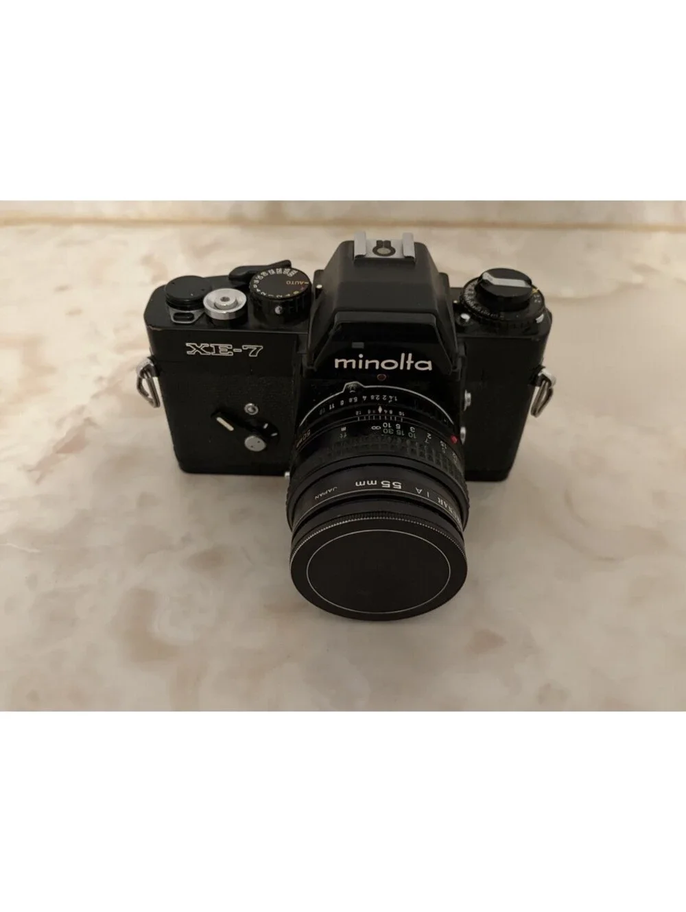 Vintage 1970s Minolta XE-7 35mm SLR Leica Design + 55mm Rokkor Lens & 200x Flash
